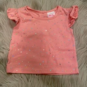 Little Lass sparkly pink ruffle top 4T
